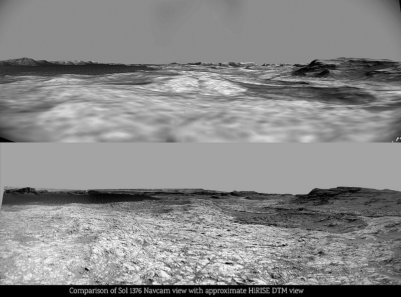 Sol 1376 Navcam - 3D HiRISE comparison