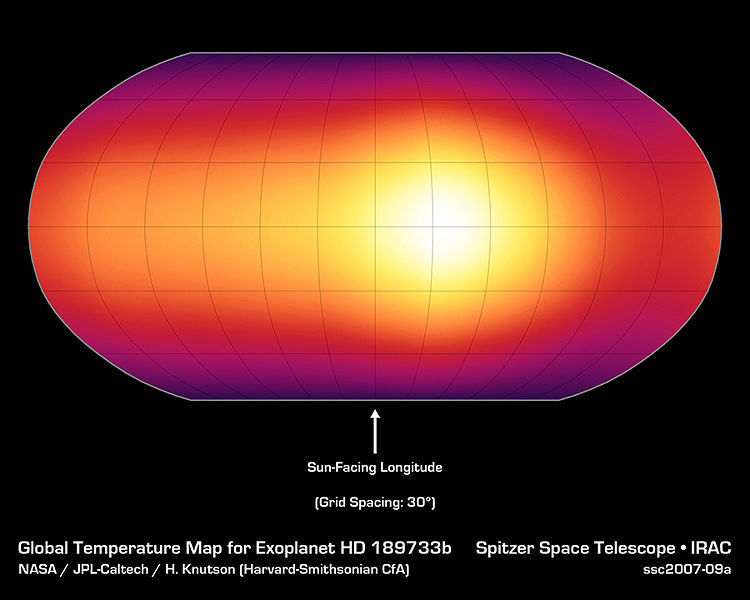 Spitzer temperature map of HD 189733b (NASA)